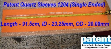 Patent Quartz Sleeves 1204 (Single Ended)